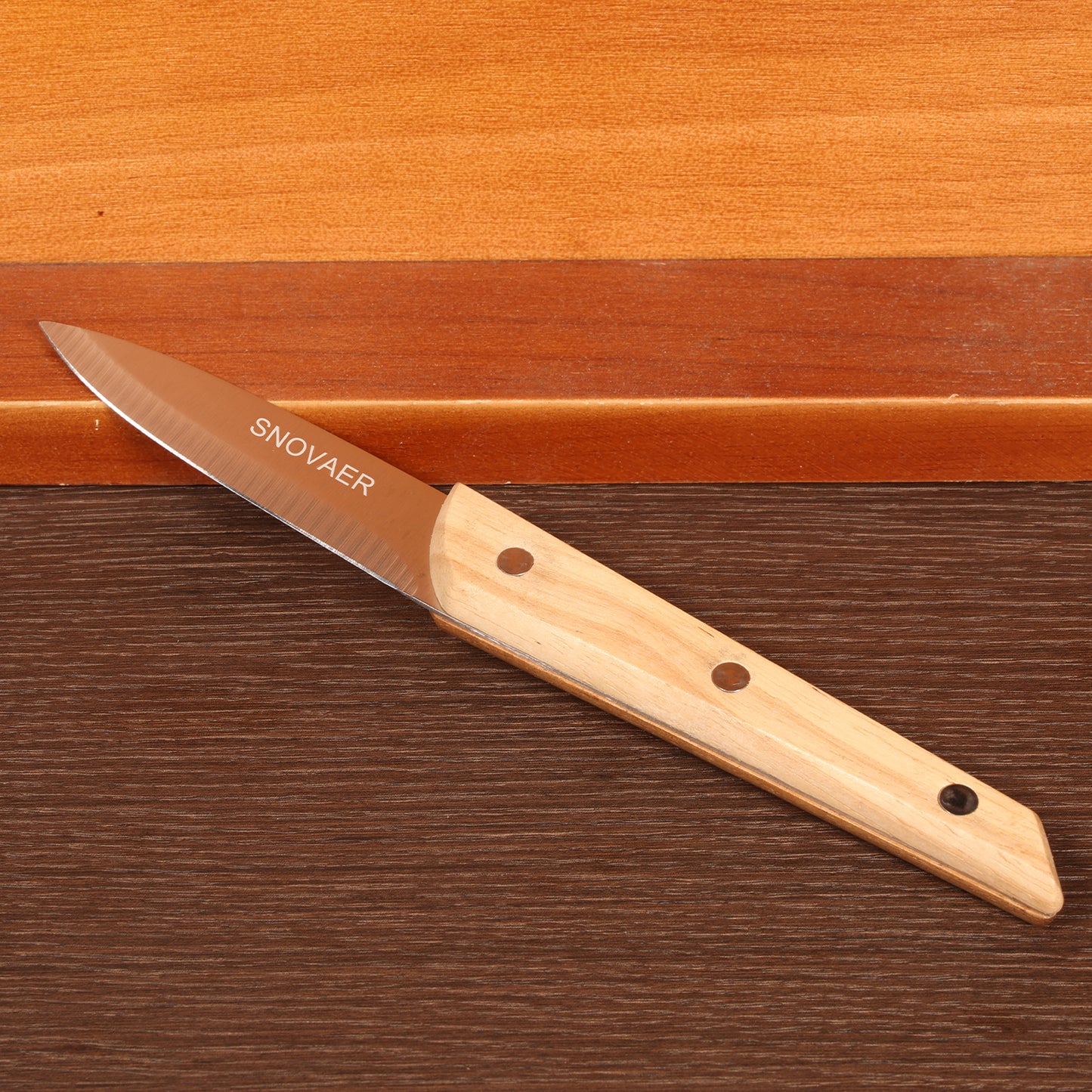 SNOVAER 3.5 Inch Paring Knife, Small Kitchen Knife -Stainless Steel - Ergonomic Wood Handle